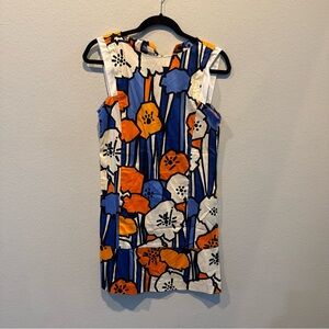 Zara Floral Shift Dress in Blue, Orange & White